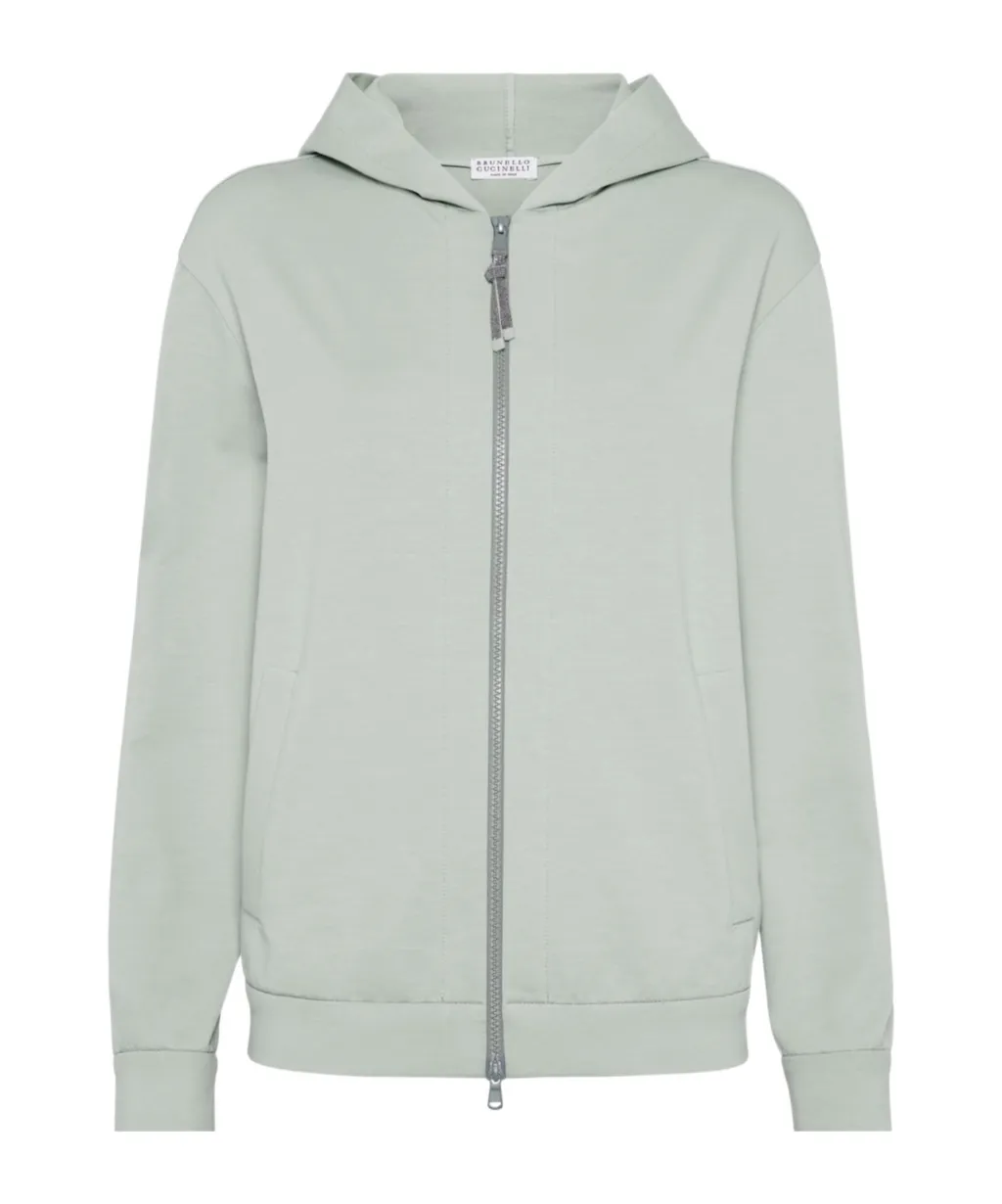 Monili Bead-Embellished Zip-Up Hoodie