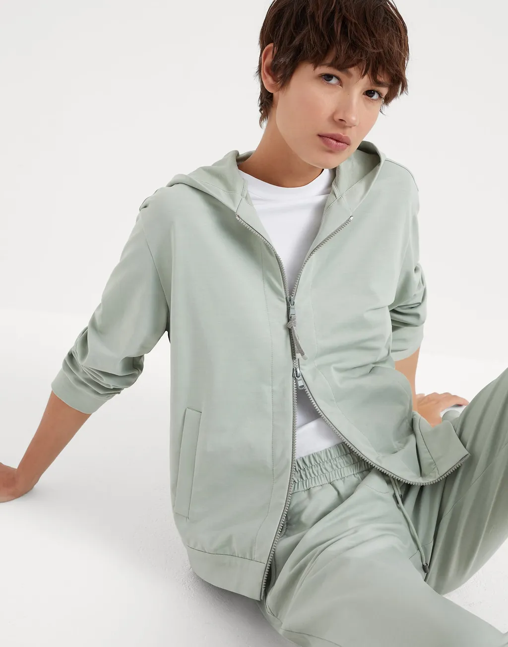 Monili Bead-Embellished Zip-Up Hoodie