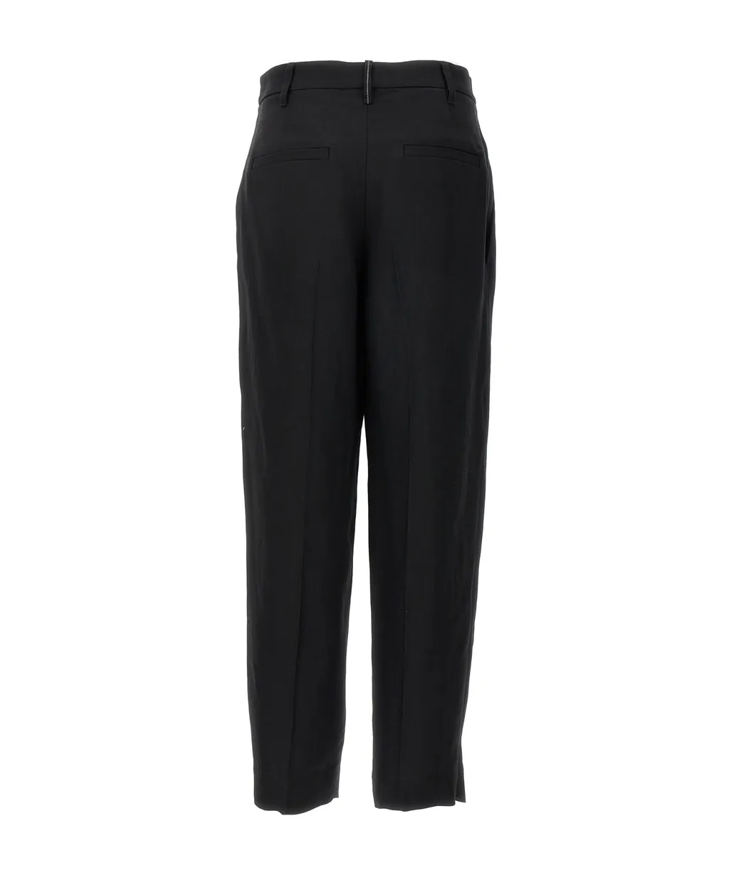 Straight-Leg Pleated Pants