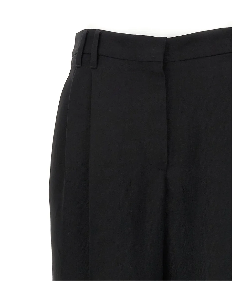 Straight-Leg Pleated Pants