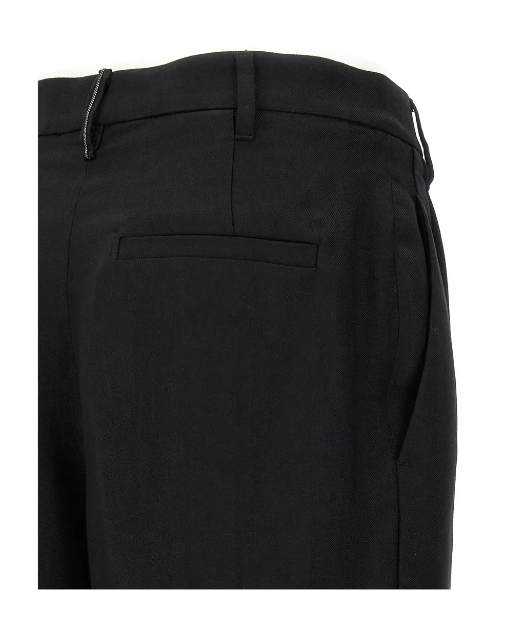 Straight-Leg Pleated Pants
