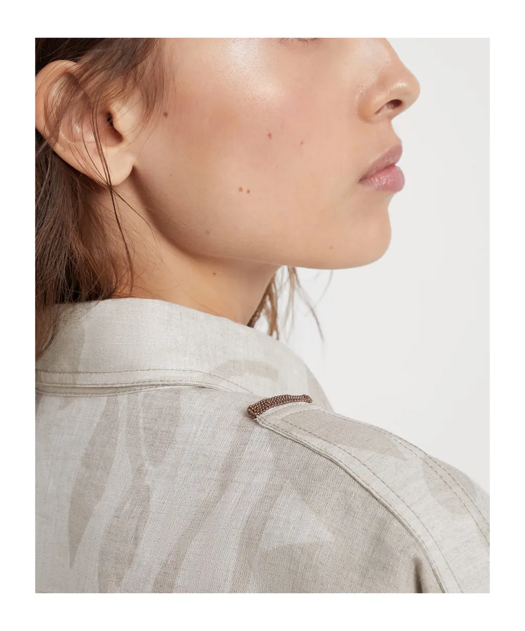 Leaf Print Short-Sleeved Shirt