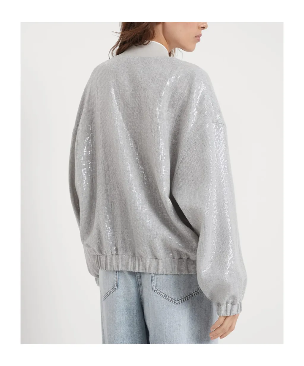 Sequin-Embellished Zip-Up Jacket