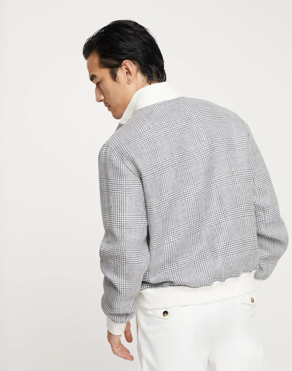 Checked High-Neck Jacket