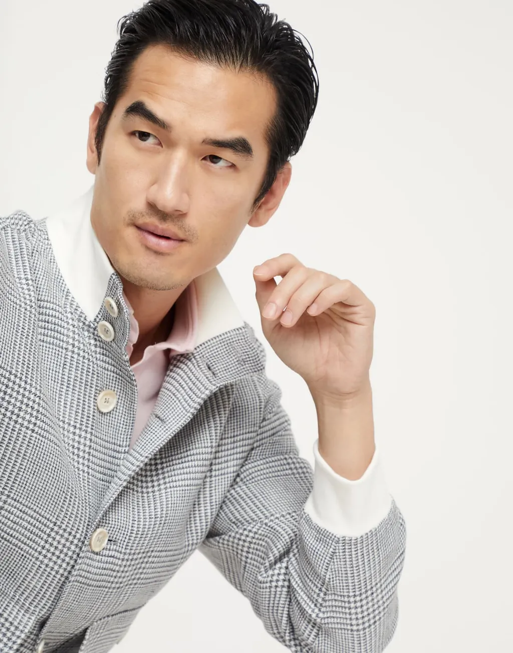 Checked High-Neck Jacket