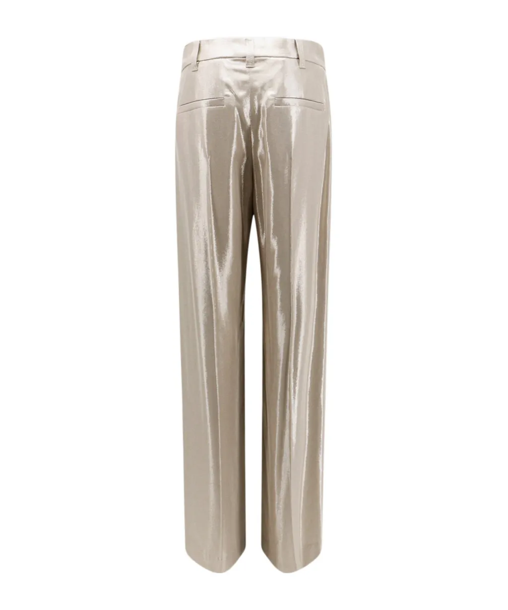 Laminated-Effect Belt-Looped Trousers