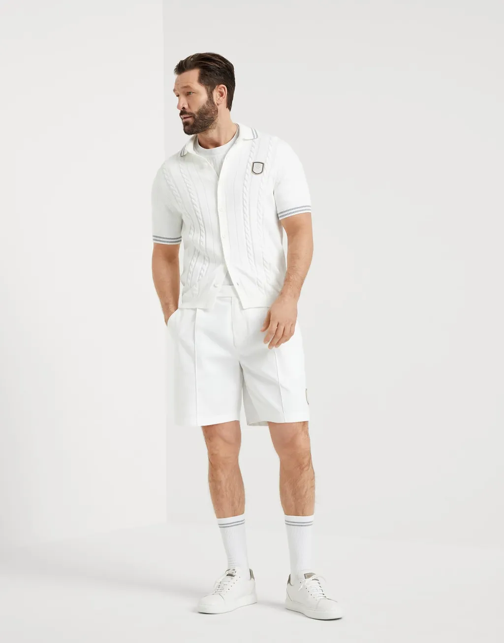 Logo-Appliqué Knee-Length Tailored Shorts