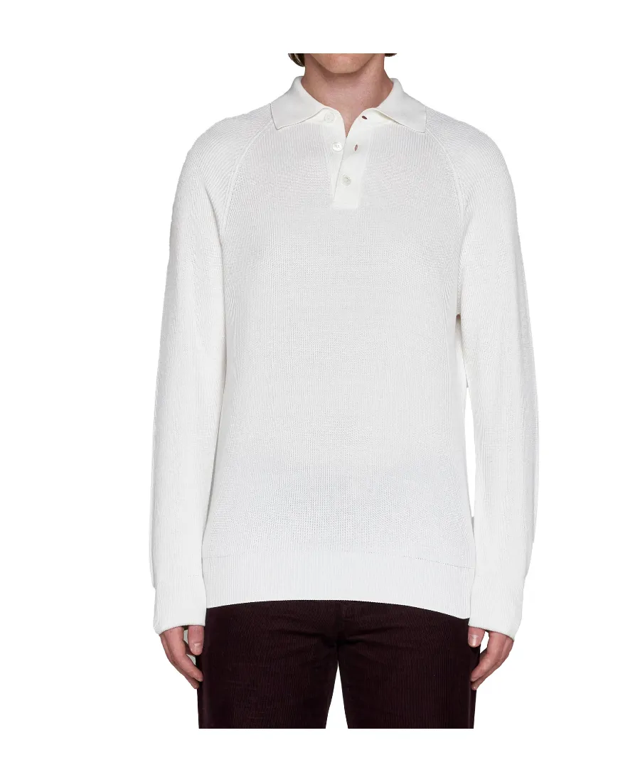 Long-Sleeved Knitted Polo Shirt