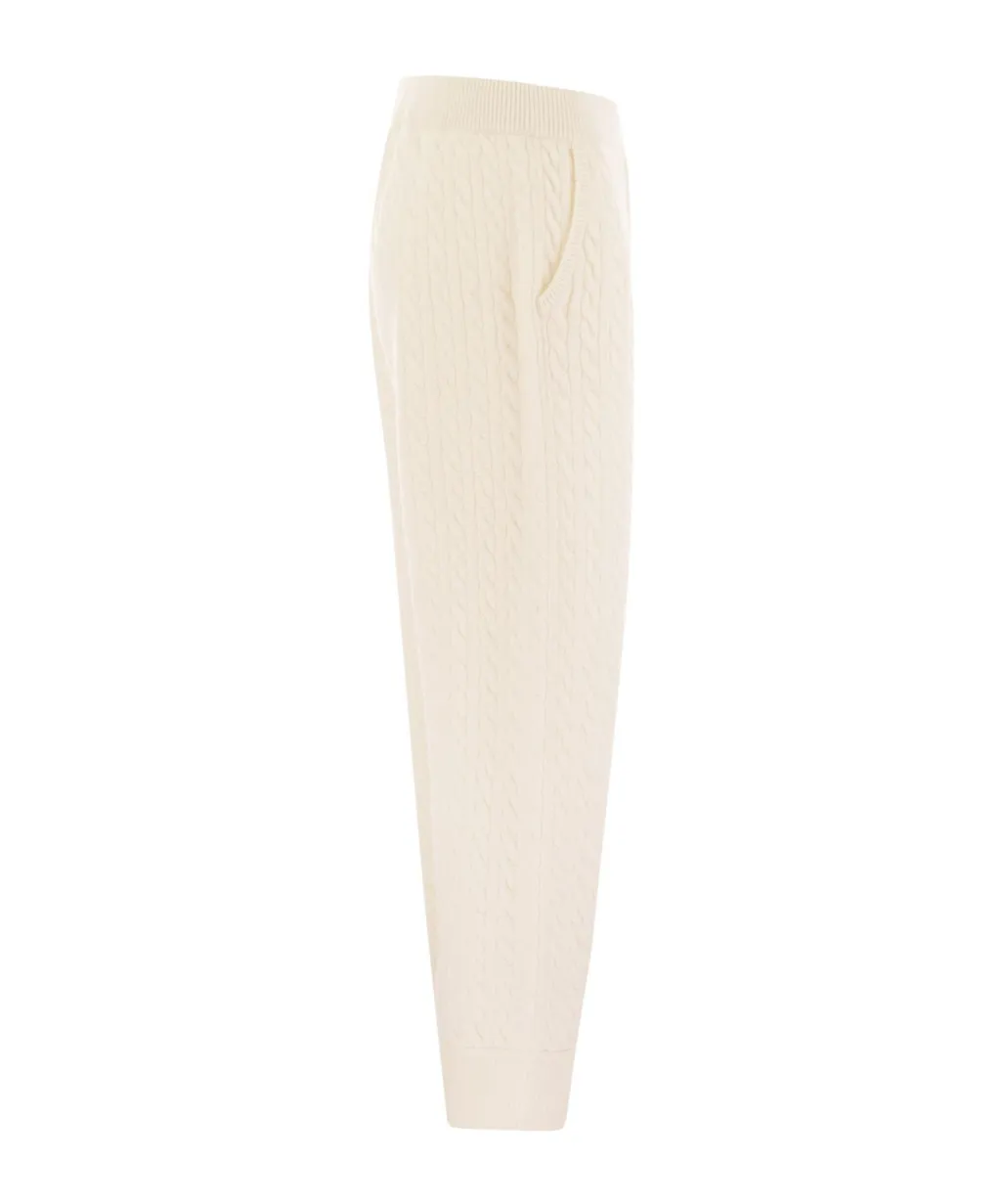 Cable-Knit Straight Leg Trousers