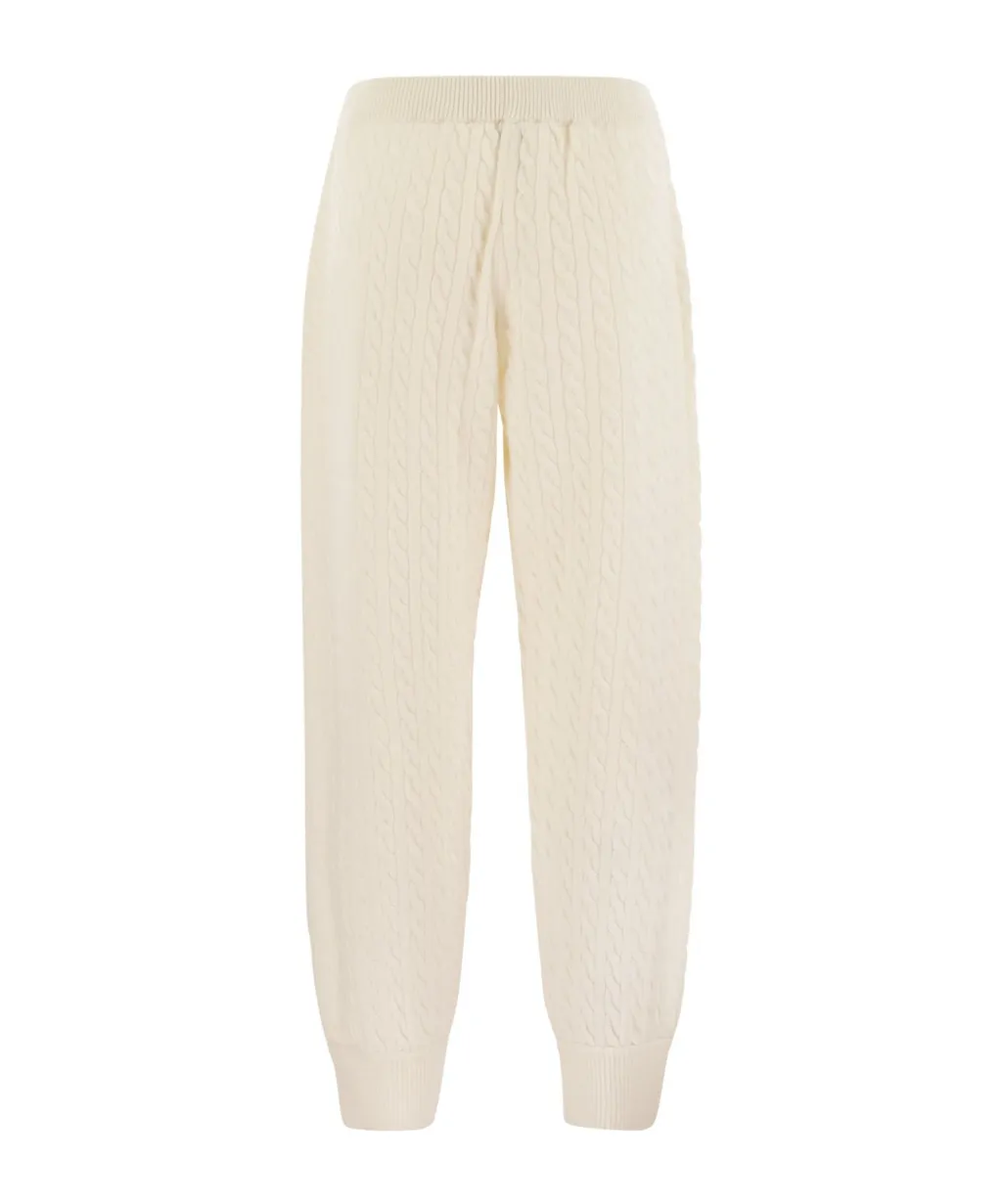 Cable-Knit Straight Leg Trousers
