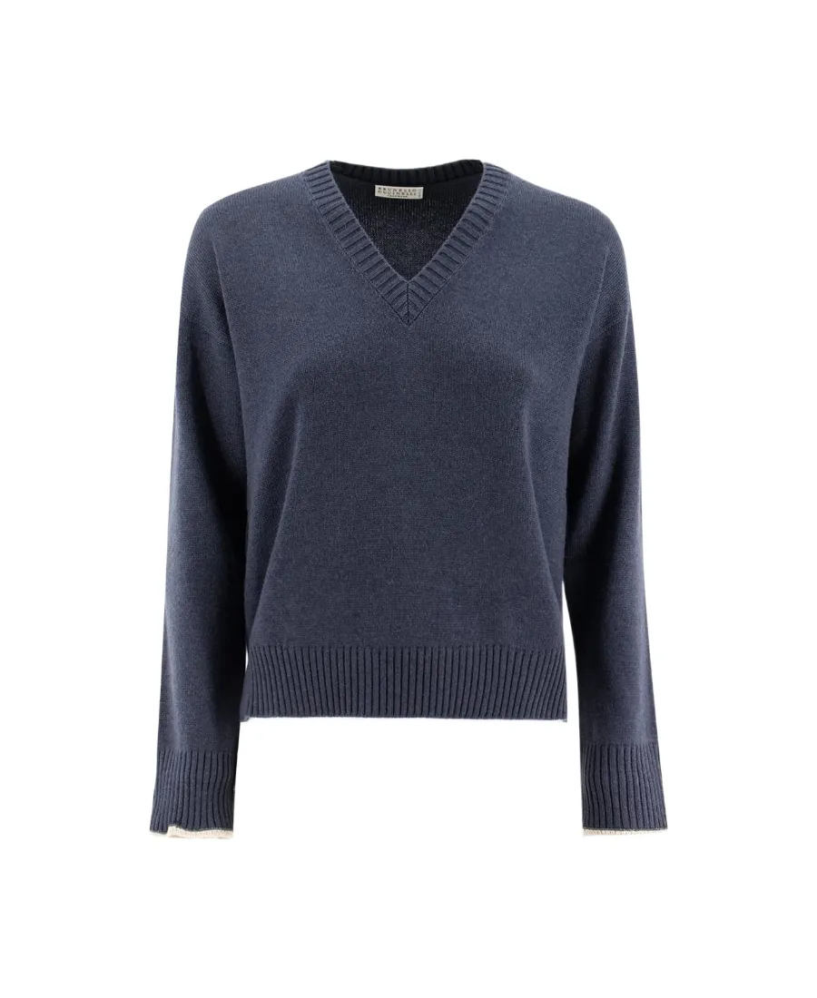 Long-Sleeved V-Neck Sweater