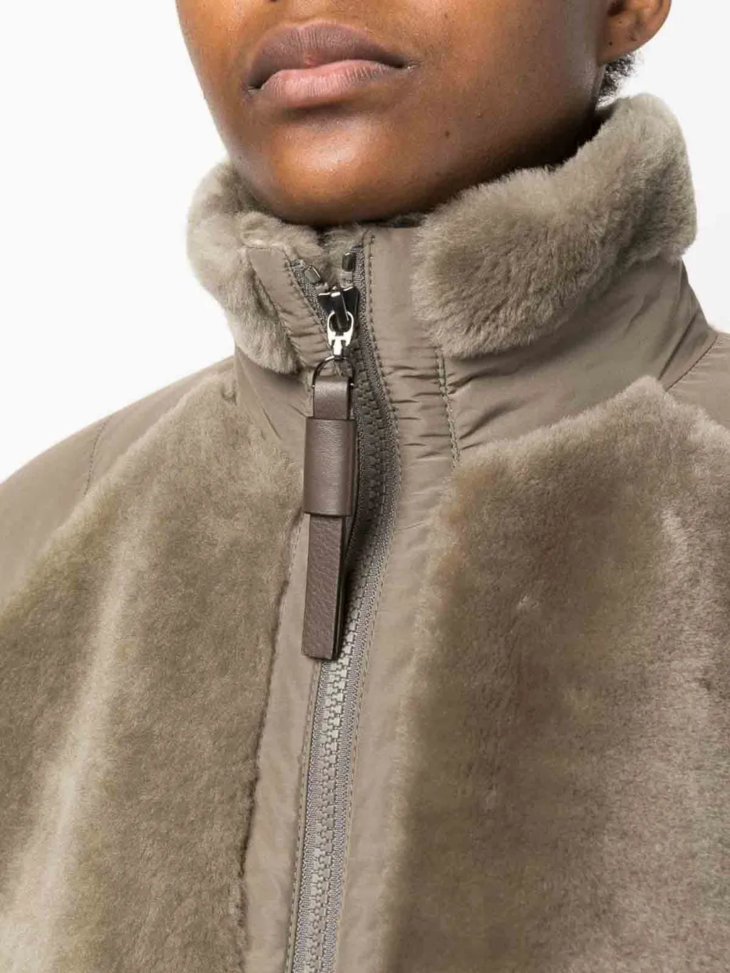 Long-Sleeved Brushed Zip-Up Jacket