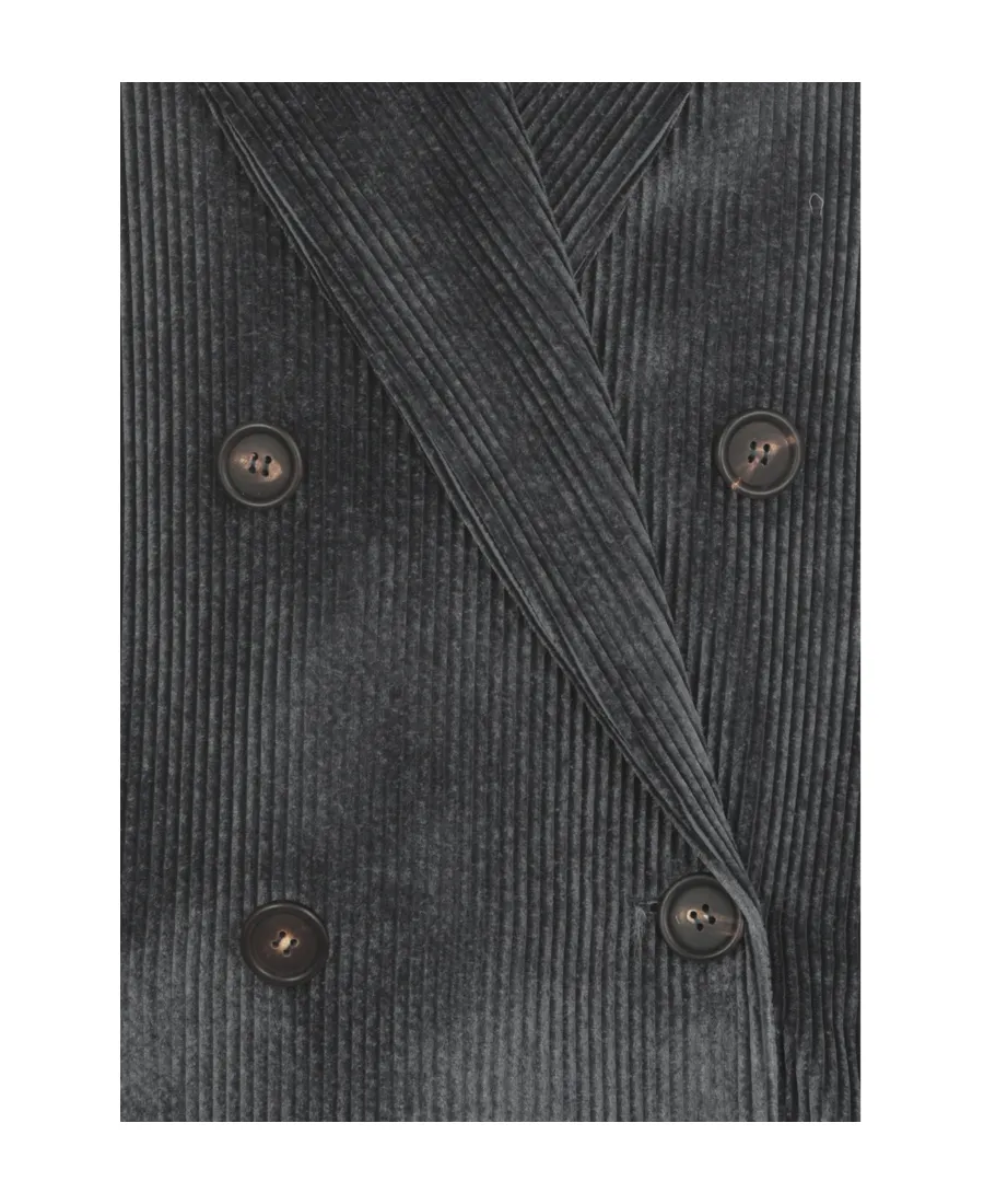 Velvet-Corduroy Double-Breasted Blazer