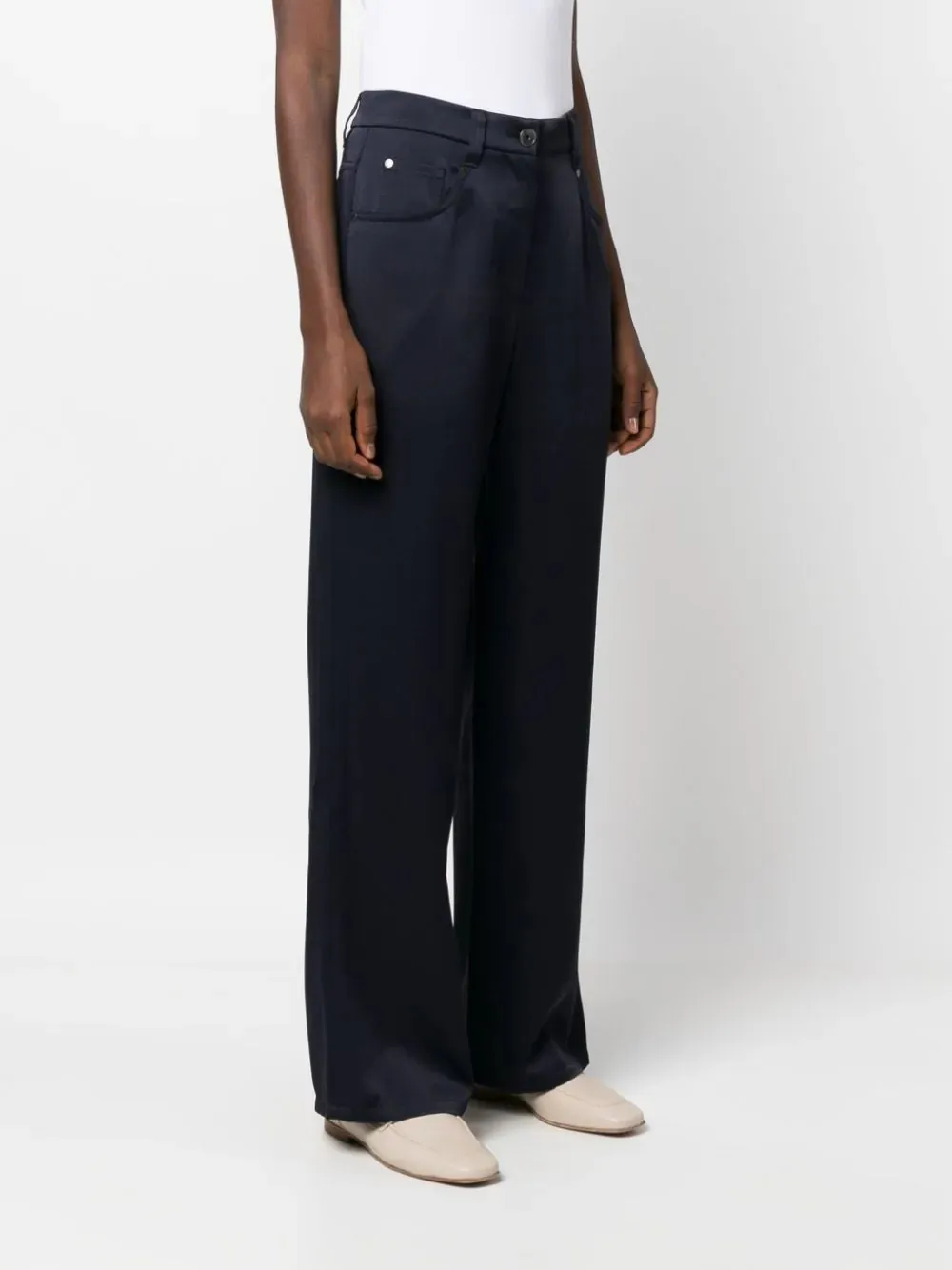 Straight-Leg Satin-Finish Trousers