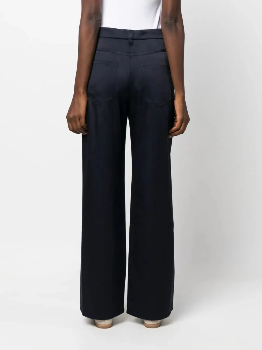 Straight-Leg Satin-Finish Trousers