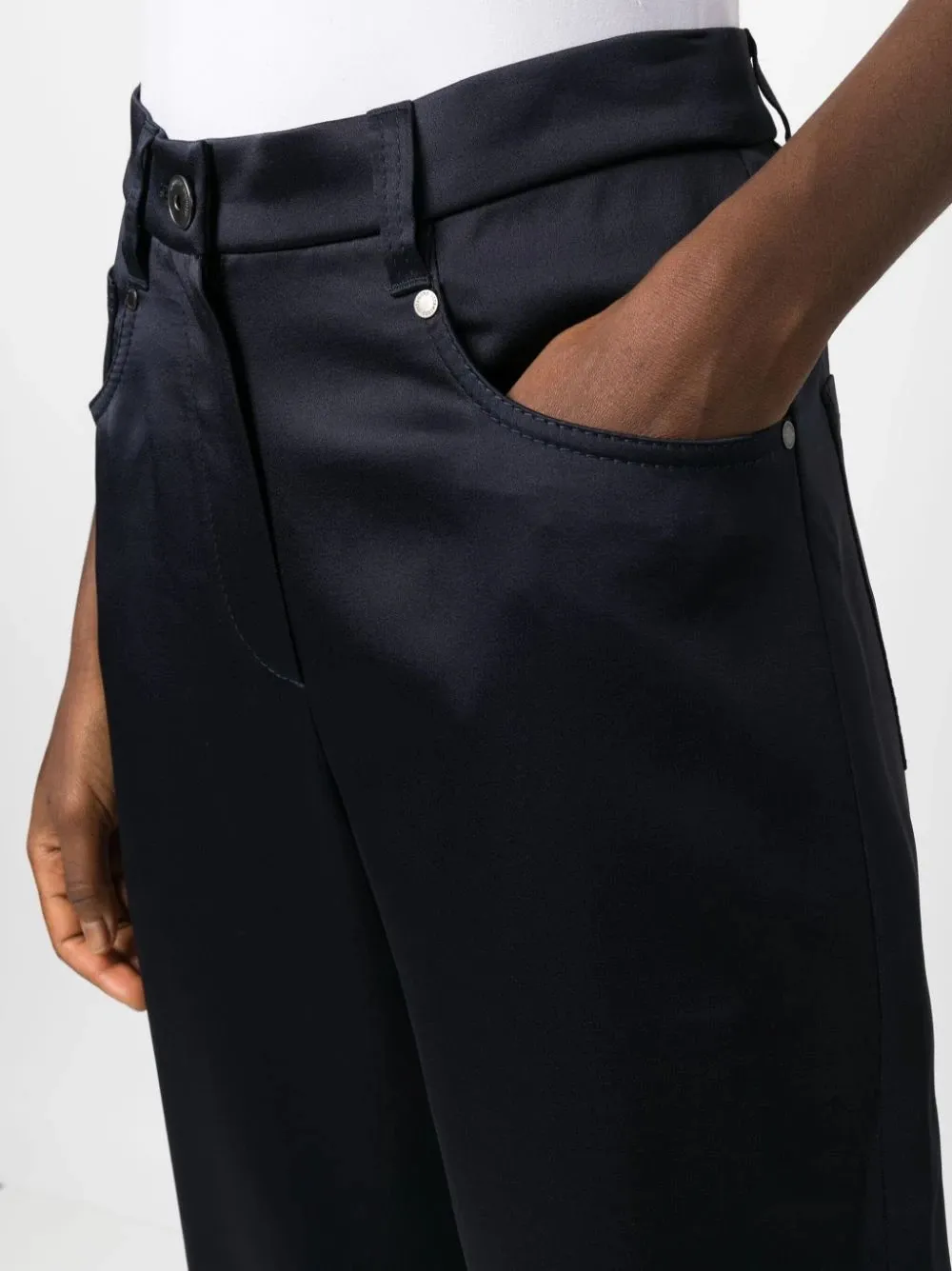 Straight-Leg Satin-Finish Trousers