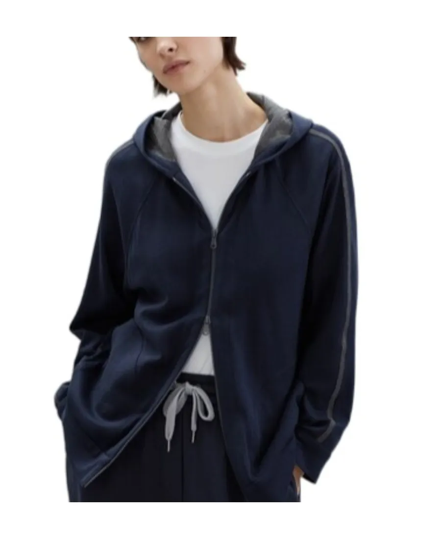 Trim Embellished Zipped Hoodie