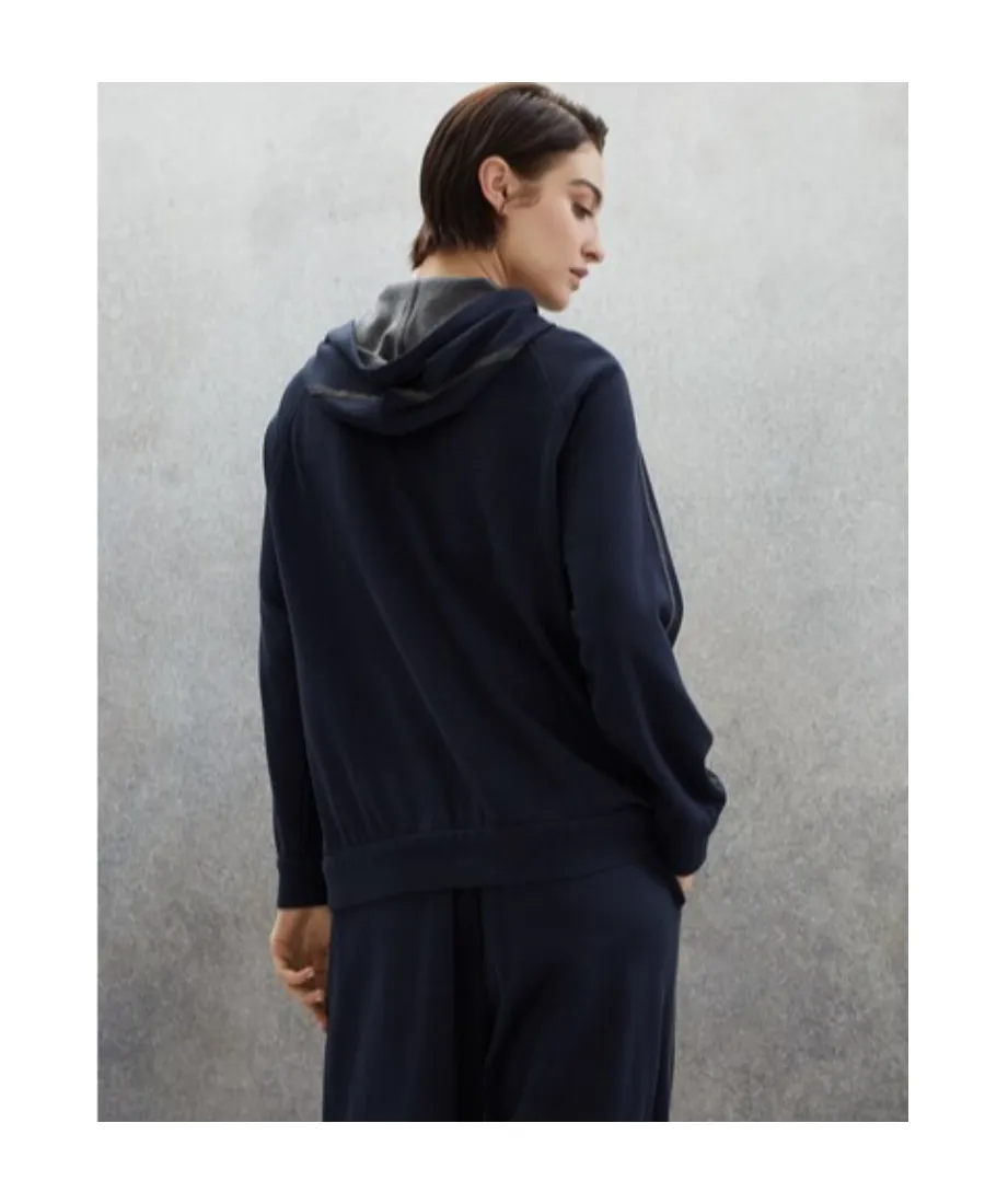 Trim Embellished Zipped Hoodie