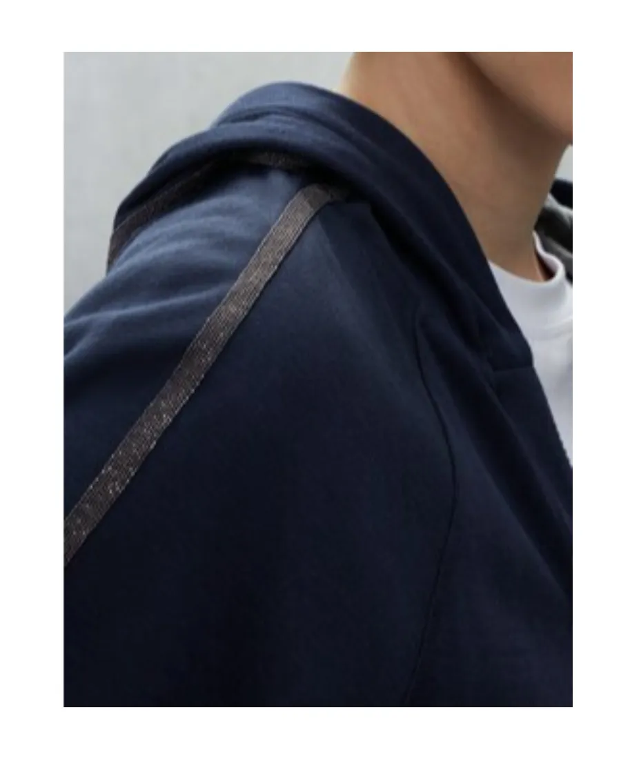 Trim Embellished Zipped Hoodie