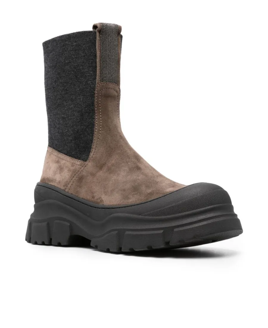 Monili-Embellished Slip-On Ankle Boots