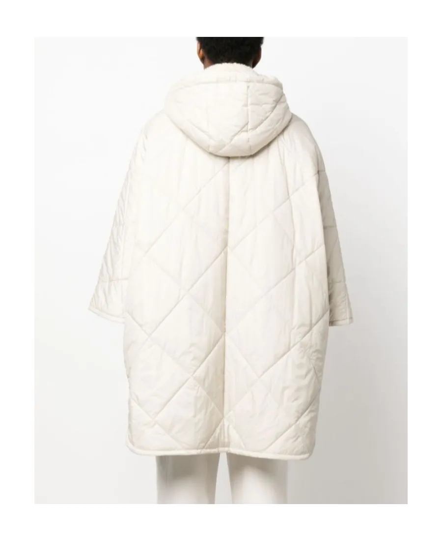 Wide-Sleeved Drawstring Quilted Coat