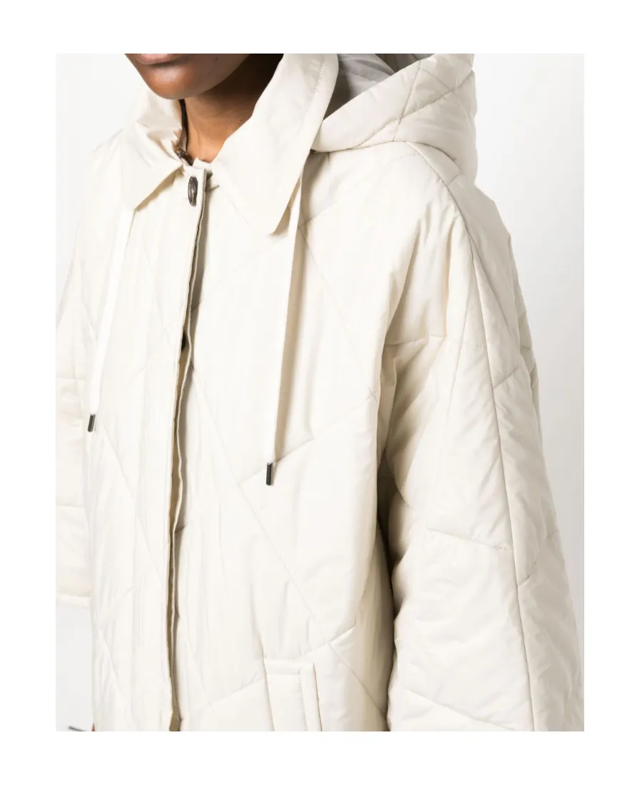 Wide-Sleeved Drawstring Quilted Coat