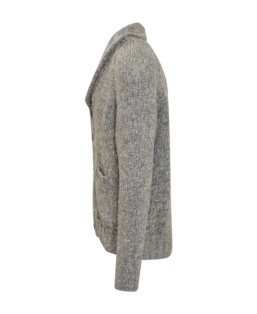Shawl-Collar Button-Up Cardigan