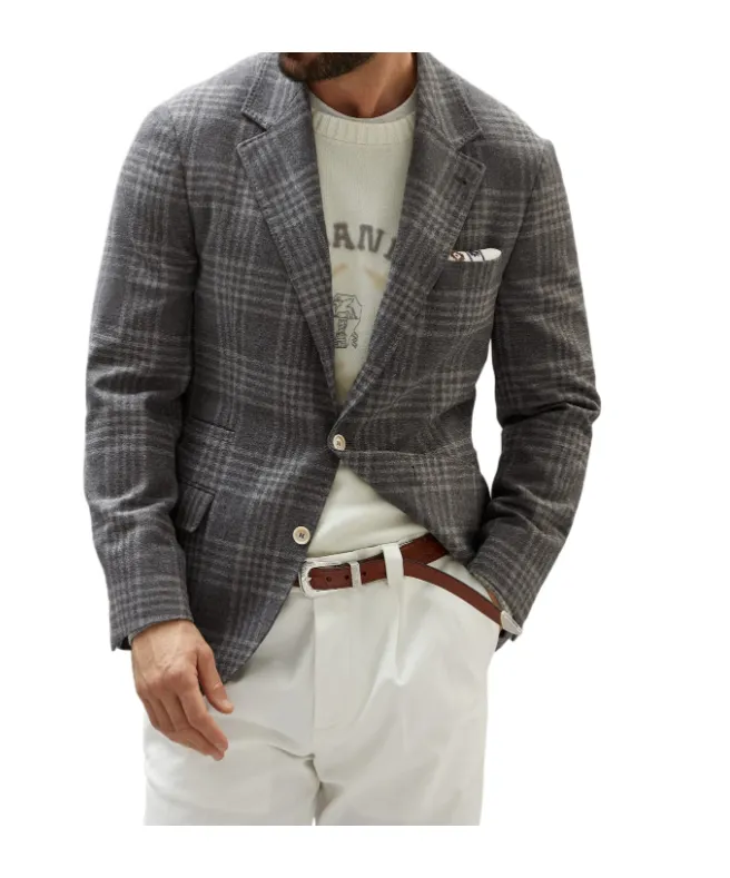 Single-Breasted Checked Blazer