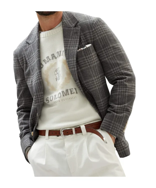 Single-Breasted Checked Blazer