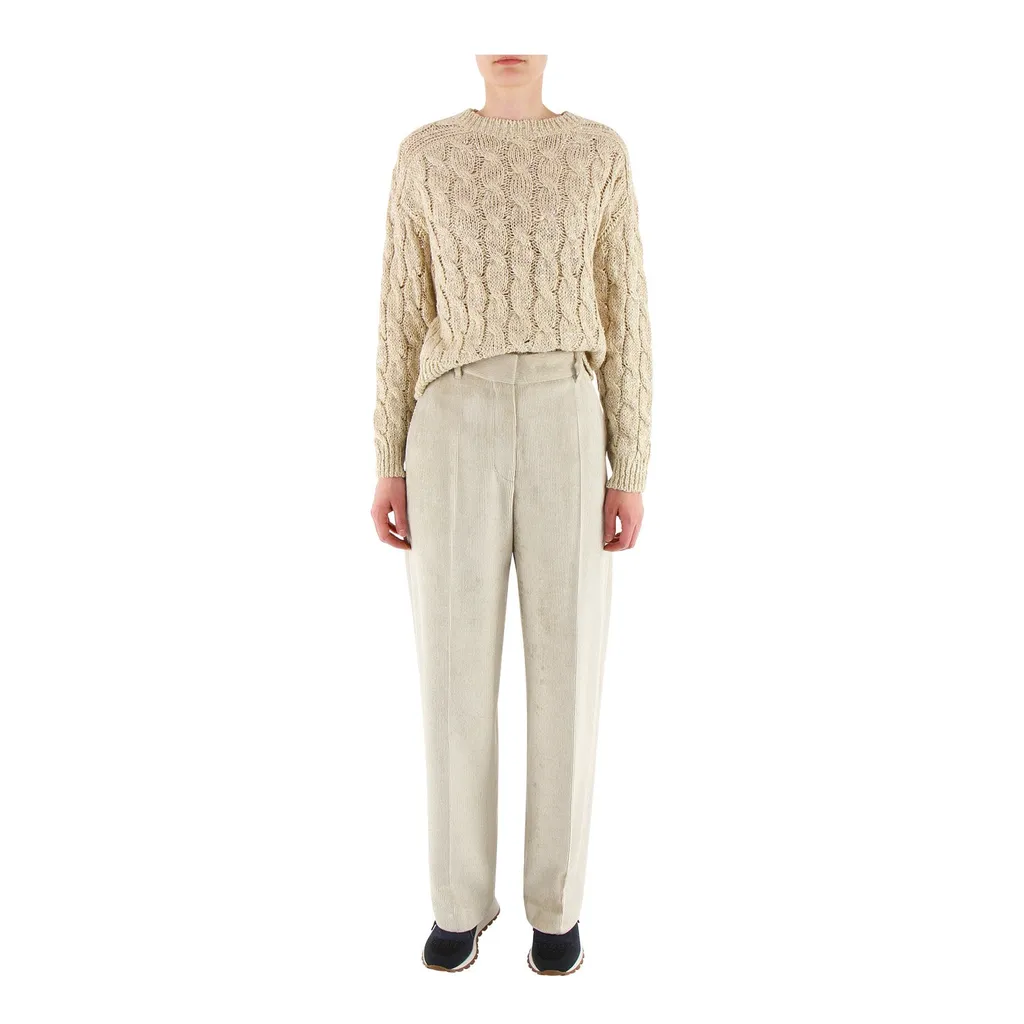 Corduroy Mid-Rise Wide-Leg Trousers