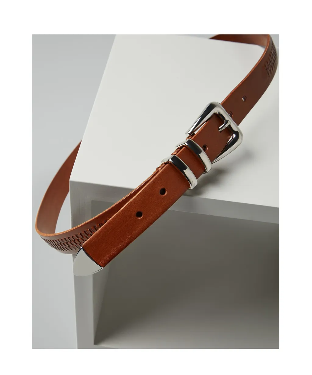 Woven Buckled Leather Belt