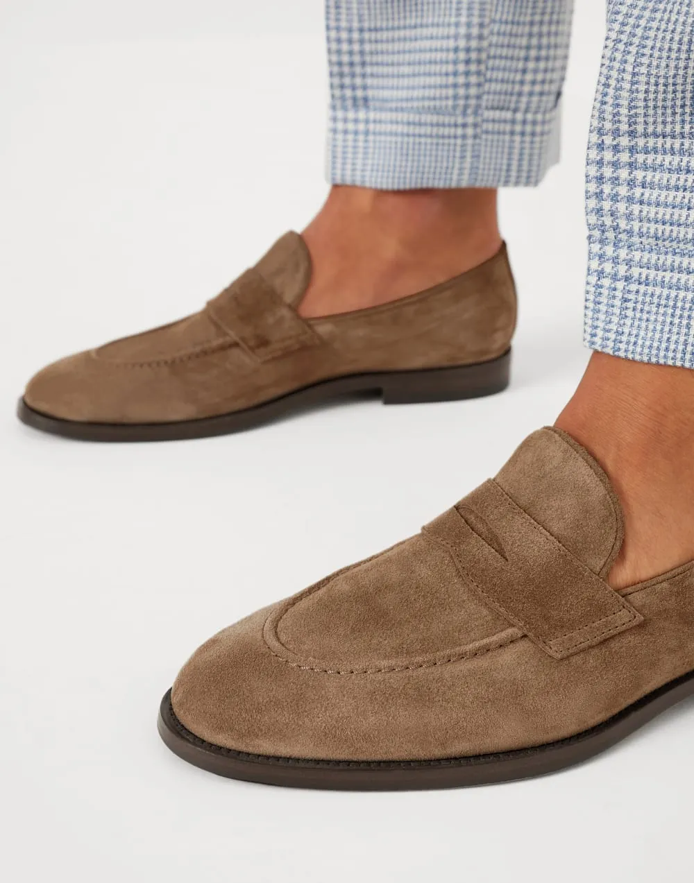 Round-Toe Slip-On Penny Loafers