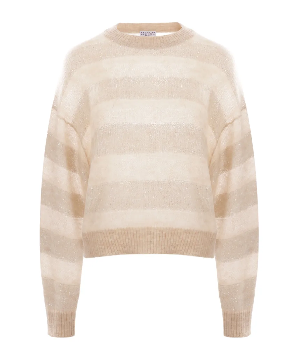 Sequined Striped Crewneck Jumper