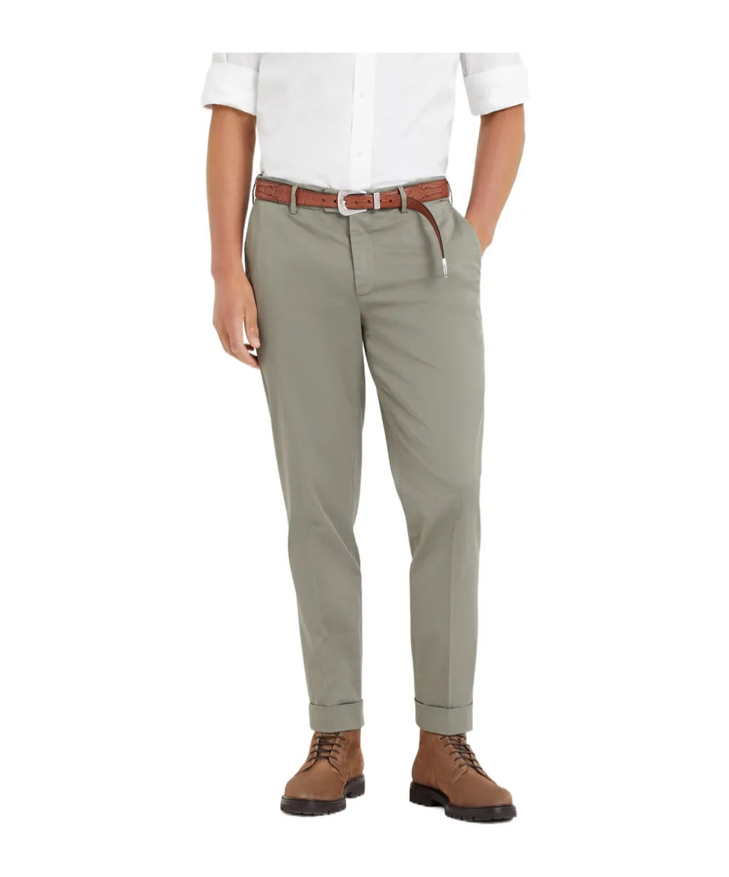 Belt-Looped Tapered-Leg Trousers