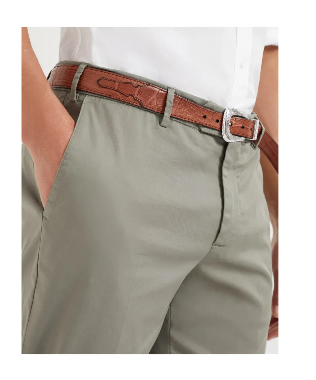 Belt-Looped Tapered-Leg Trousers