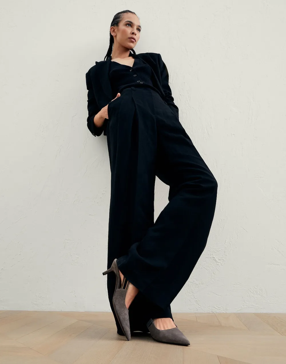 70Mm Pointed Suede Pumps