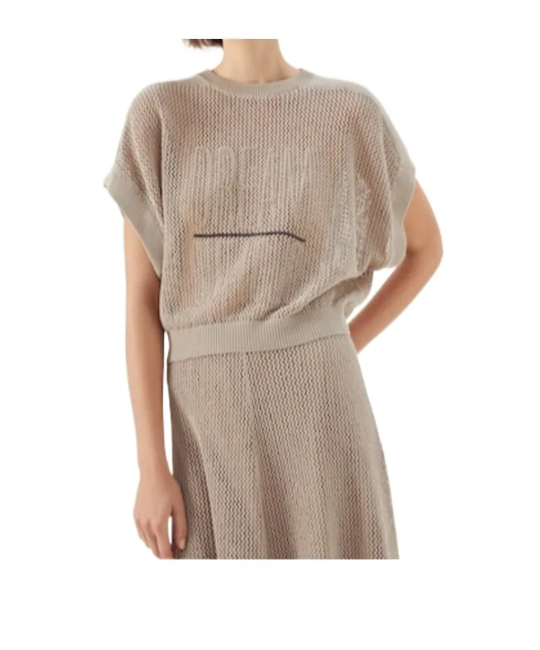 Round-Collar Short-Sleeve Sweater