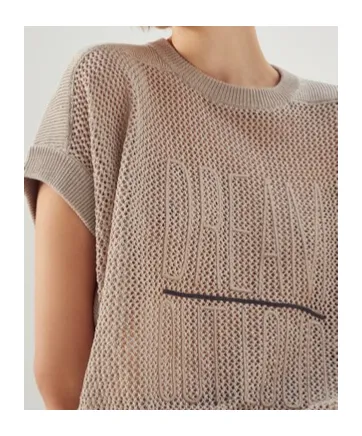 Round-Collar Short-Sleeve Sweater
