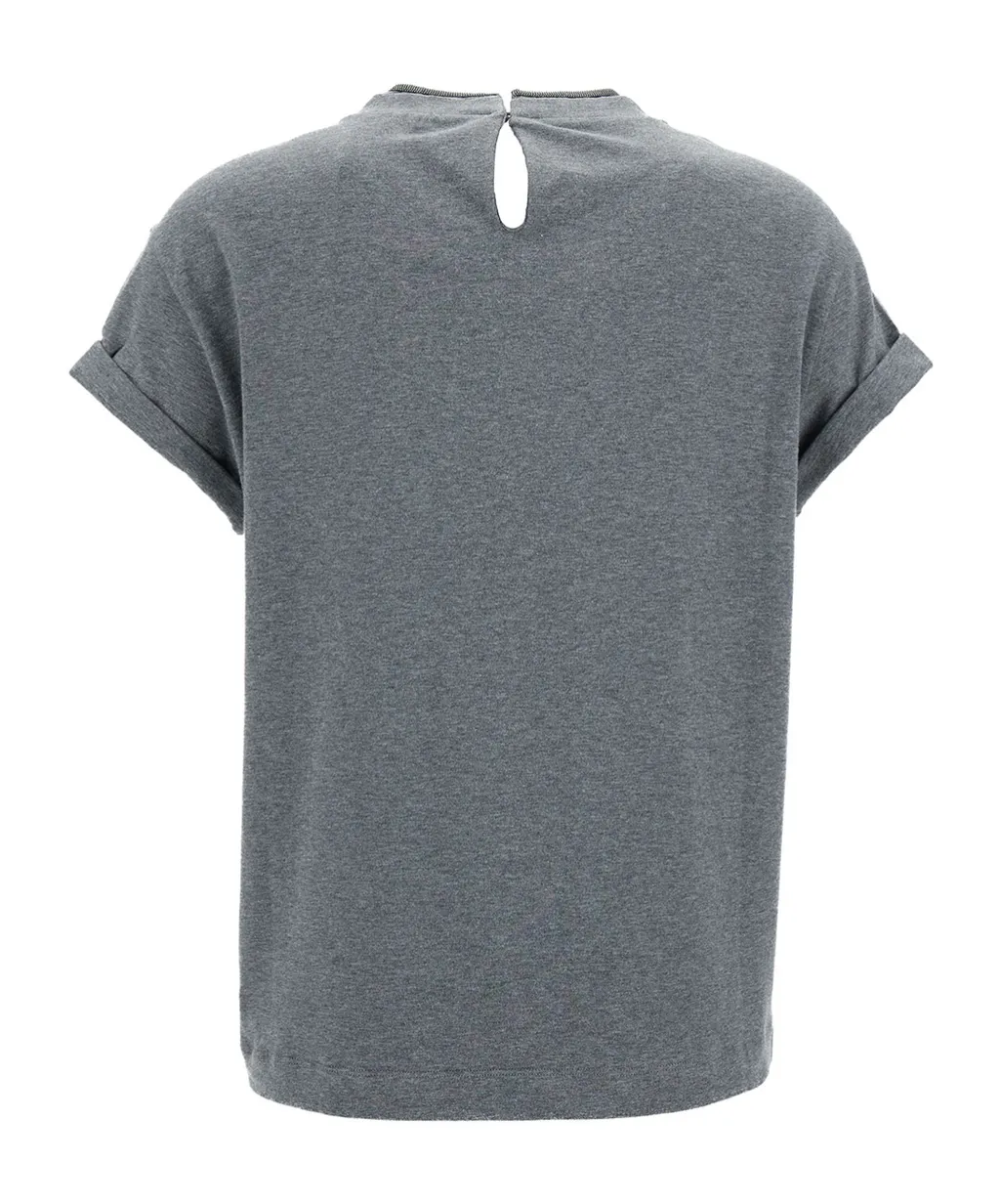 Bead-Detailed Crewneck T-Shirt