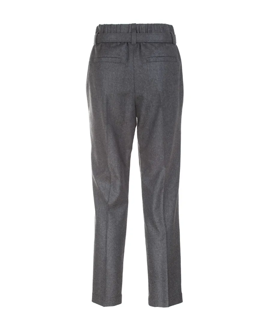 Pleat Detailed Belted Trousers