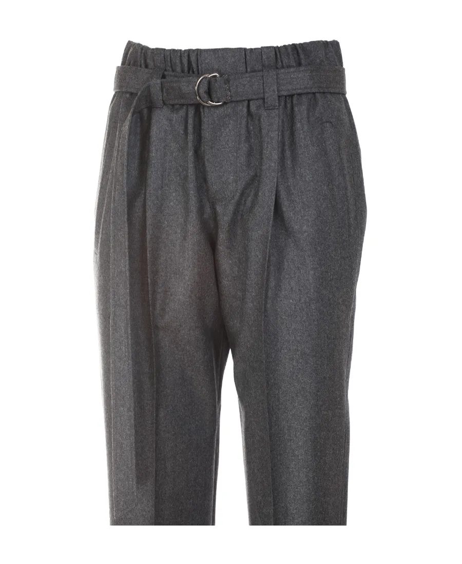 Pleat Detailed Belted Trousers
