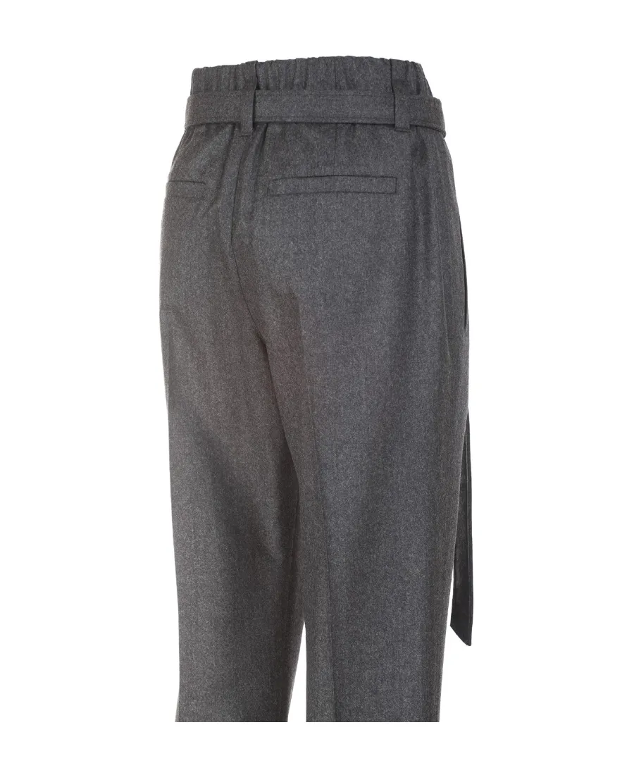 Pleat Detailed Belted Trousers