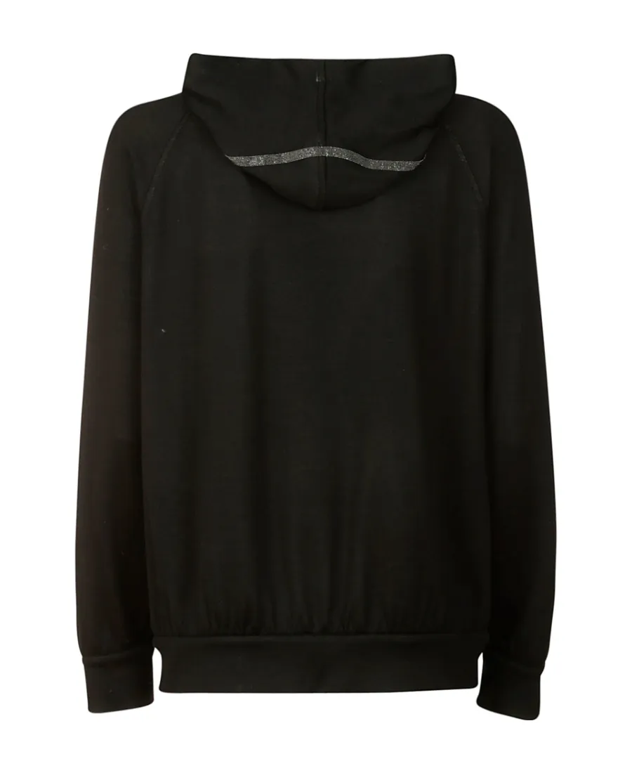 Trim Embellished Zipped Hoodie
