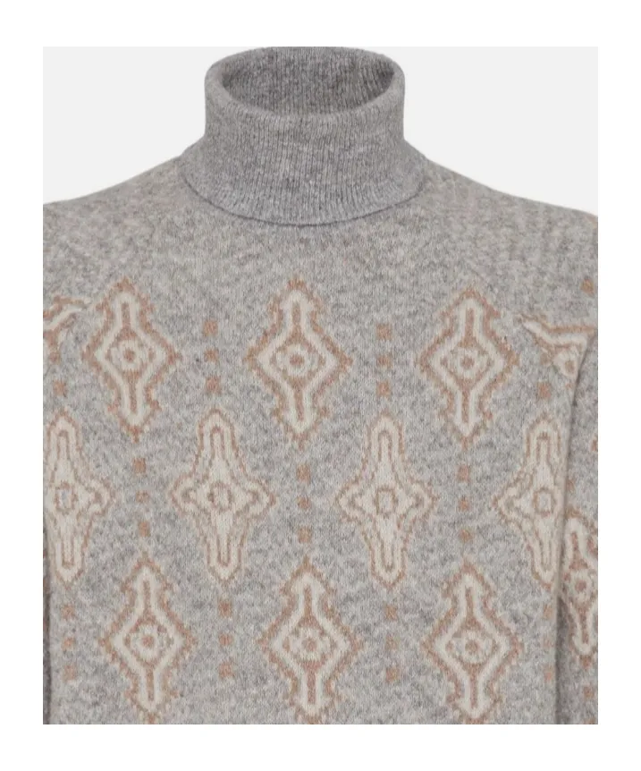 Geometric Jacquard Turtleneck Knit Jumper