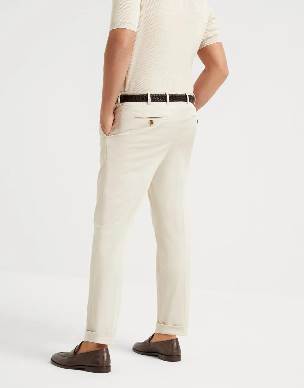 Belt-Looped Tapered-Leg Trousers