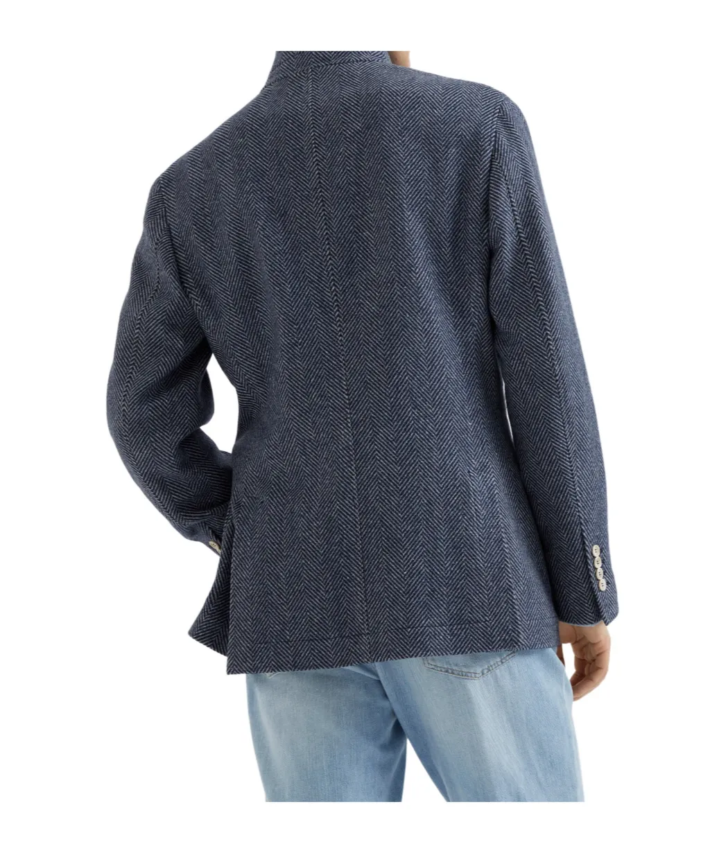 Water-Resistant Herringbone Button-Up Jacket