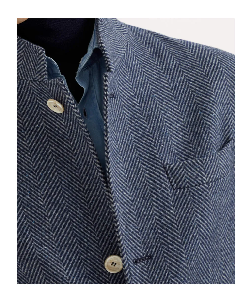 Water-Resistant Herringbone Button-Up Jacket