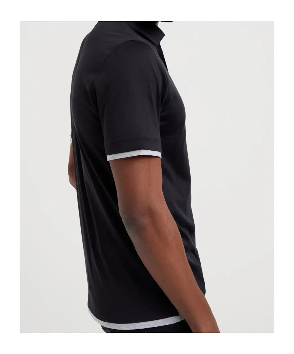 Contrast-Trim Short-Sleeved Polo Shirt