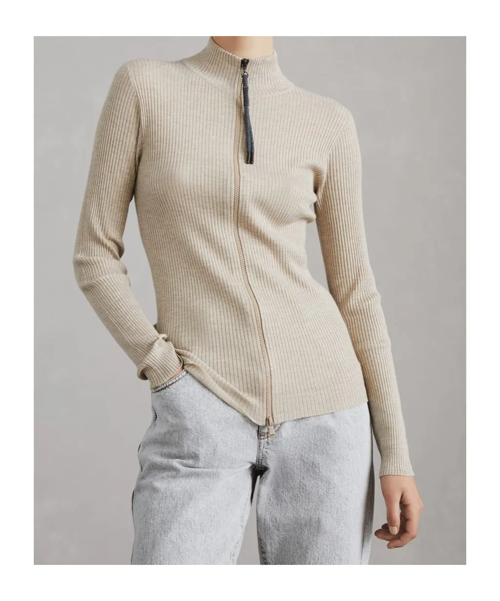 Zip-Up Ribbed Top