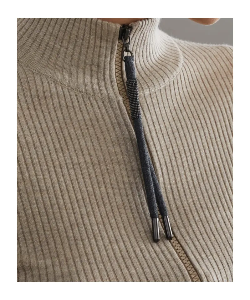 Zip-Up Ribbed Top